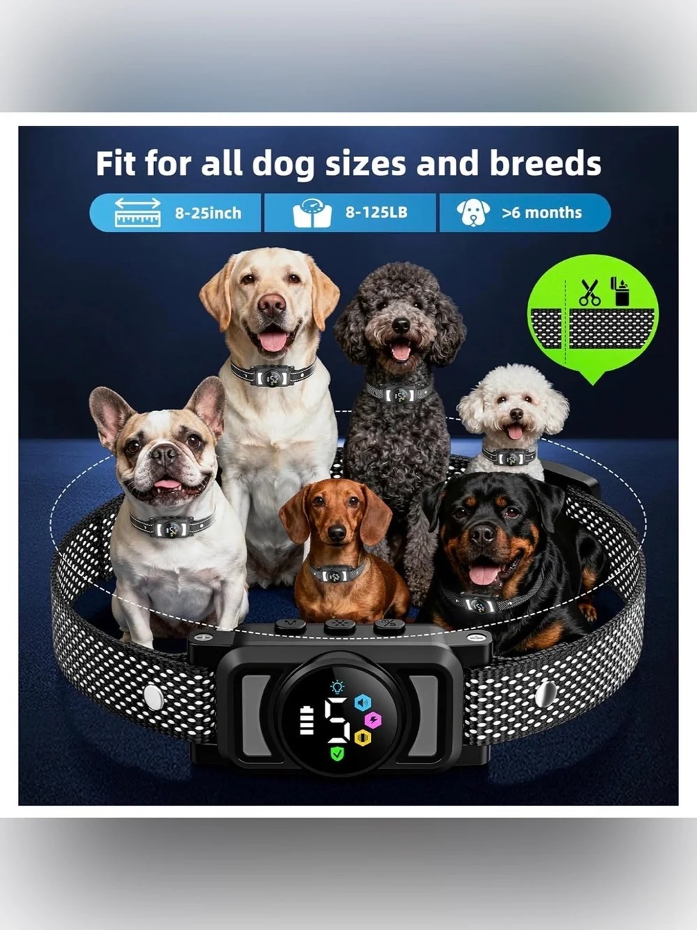 Jicawz AI Dog Bark Collar - Black